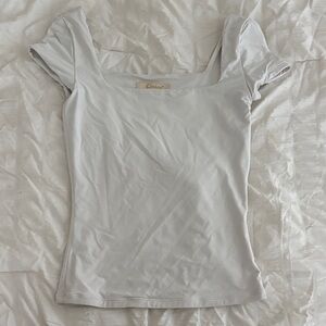 White Square Neck Top